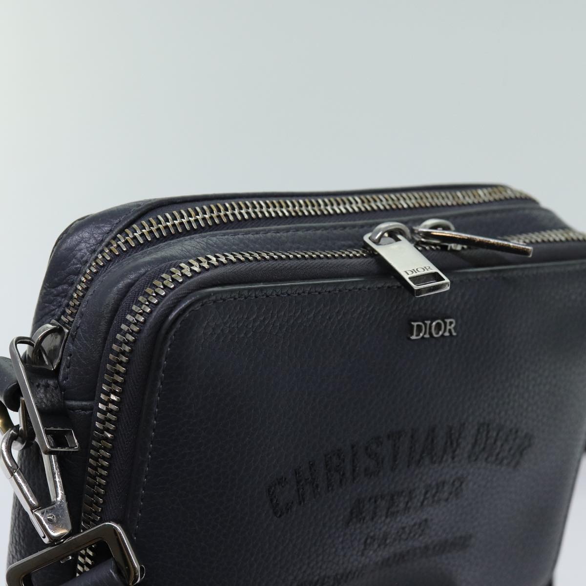 Christian Dior Shoulder Bag Leather Gray Auth 70772M