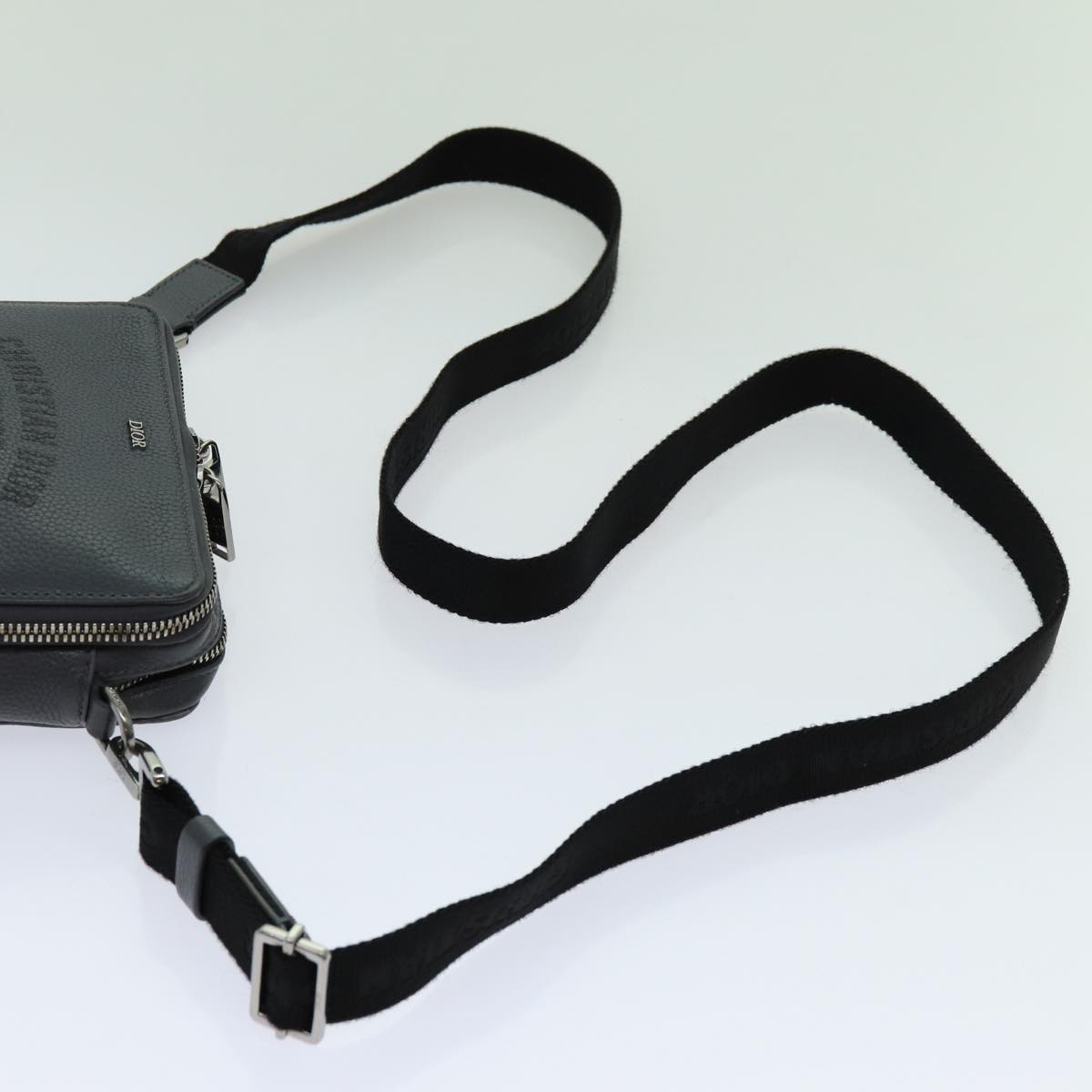 Christian Dior Shoulder Bag Leather Gray Auth 70772M
