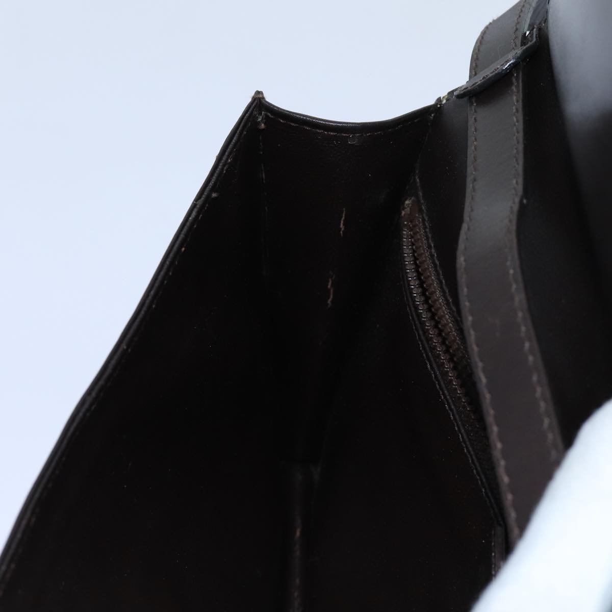 CELINE Shoulder Bag Leather Dark Brown Auth 70813