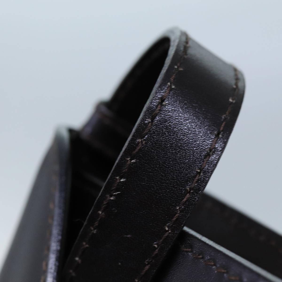 CELINE Shoulder Bag Leather Dark Brown Auth 70813