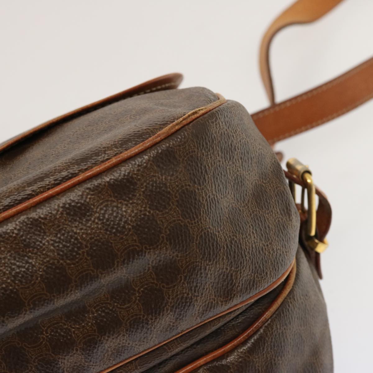 CELINE Macadam Canvas Shoulder Bag PVC Brown Auth 70829