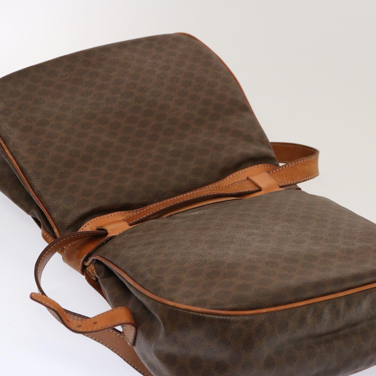 CELINE Macadam Canvas Shoulder Bag PVC Brown Auth 70829