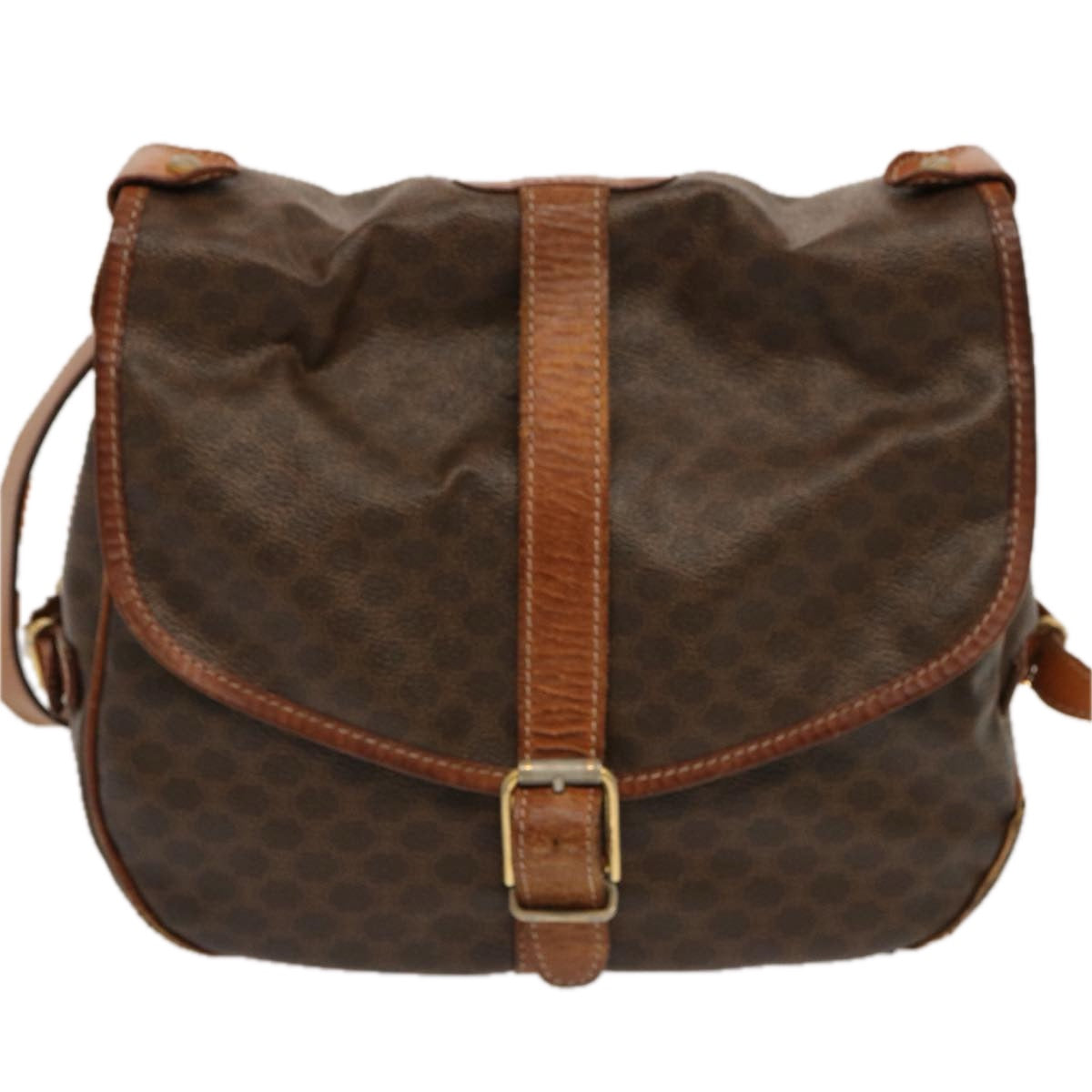 CELINE Macadam Canvas Shoulder Bag PVC Brown Auth 70829