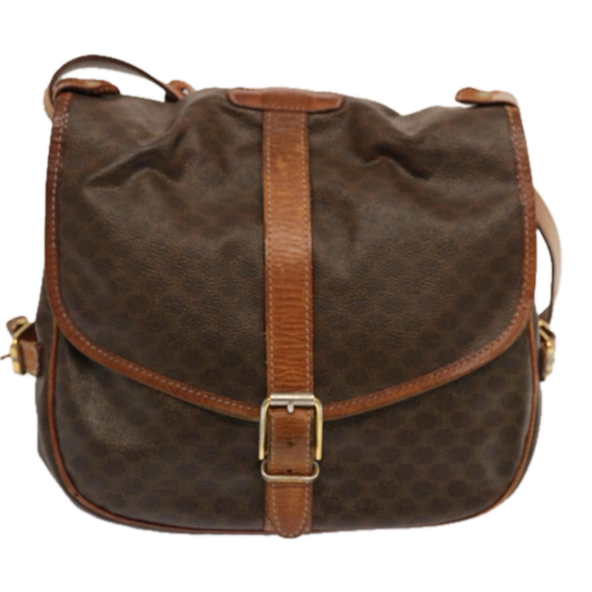 CELINE Macadam Canvas Shoulder Bag PVC Brown Auth 70829