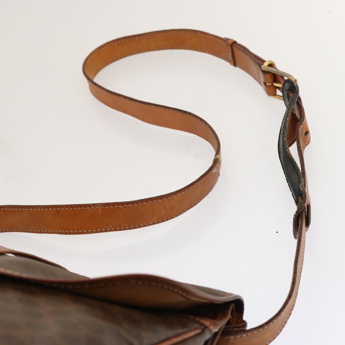 CELINE Macadam Canvas Shoulder Bag PVC Brown Auth 70829