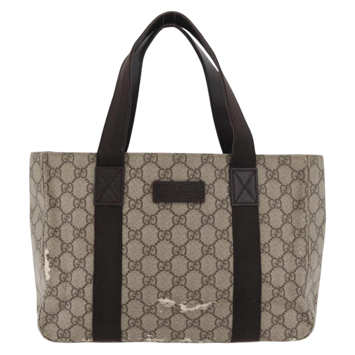 GUCCI GG Supreme Hand Bag PVC Beige 141976 Auth 70862