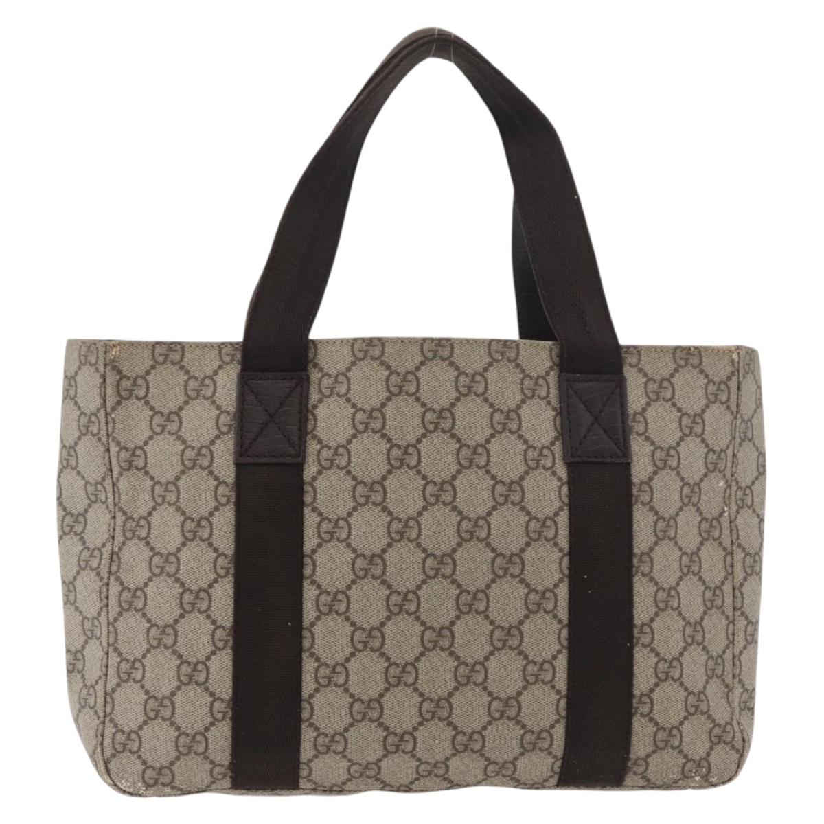 GUCCI GG Supreme Hand Bag PVC Beige 141976 Auth 70862