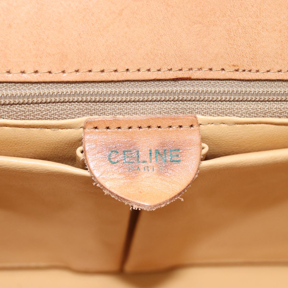 CELINE Macadam Canvas Shoulder Bag Coated Canvas Beige Auth 71054