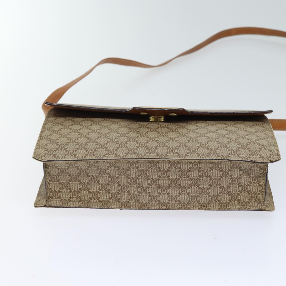 CELINE Macadam Canvas Shoulder Bag Coated Canvas Beige Auth 71054