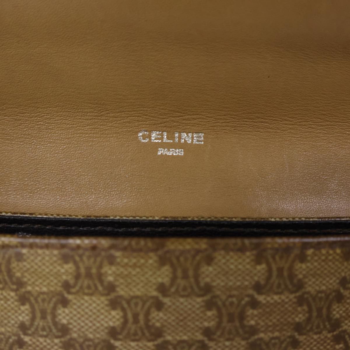 CELINE Macadam Canvas Shoulder Bag Coated Canvas Beige Auth 71434