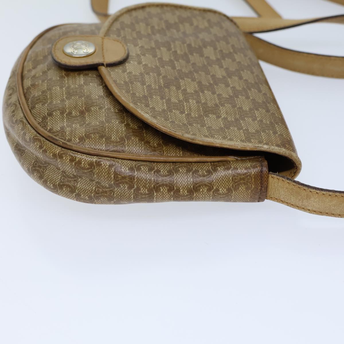 CELINE Macadam Canvas Shoulder Bag Coated Canvas Beige Auth 71434