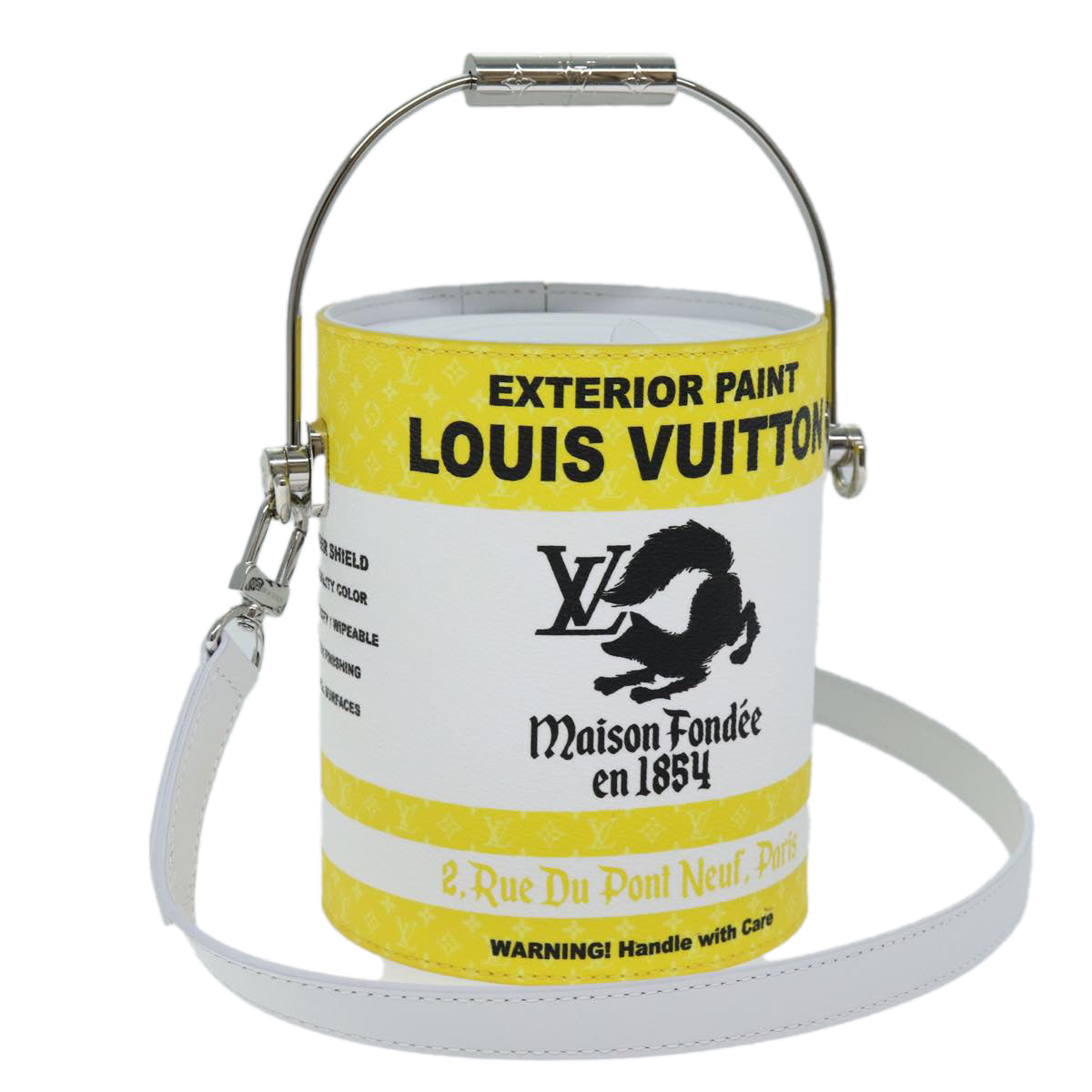 LOUIS VUITTON Monogram Painted Can Hand Bag PVC 2way Yellow M81593 Auth 71492SM