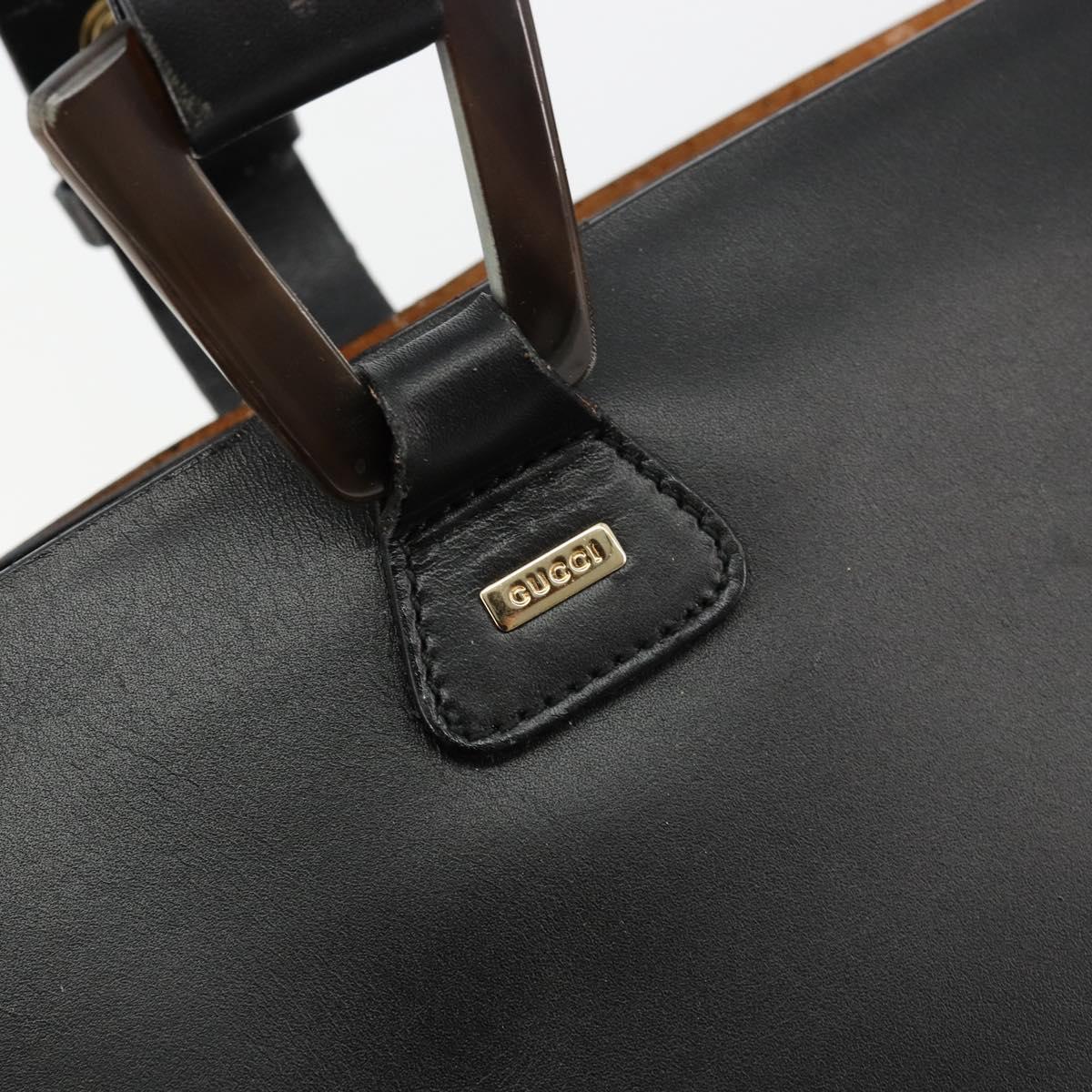 GUCCI Hand Bag Leather Black Auth 71508
