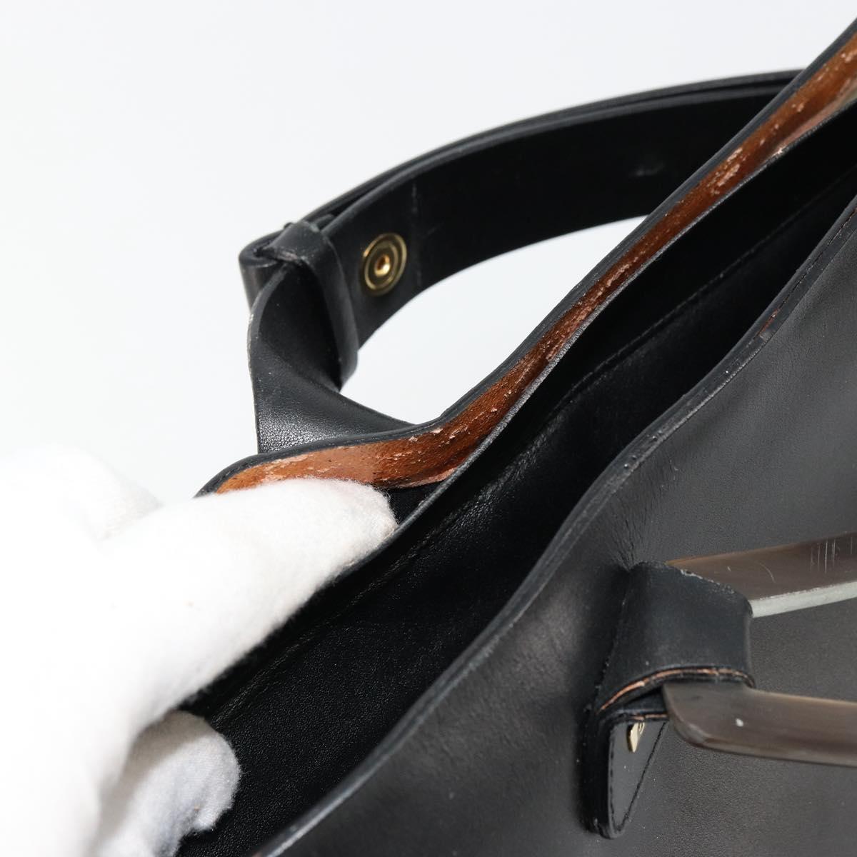 GUCCI Hand Bag Leather Black Auth 71508