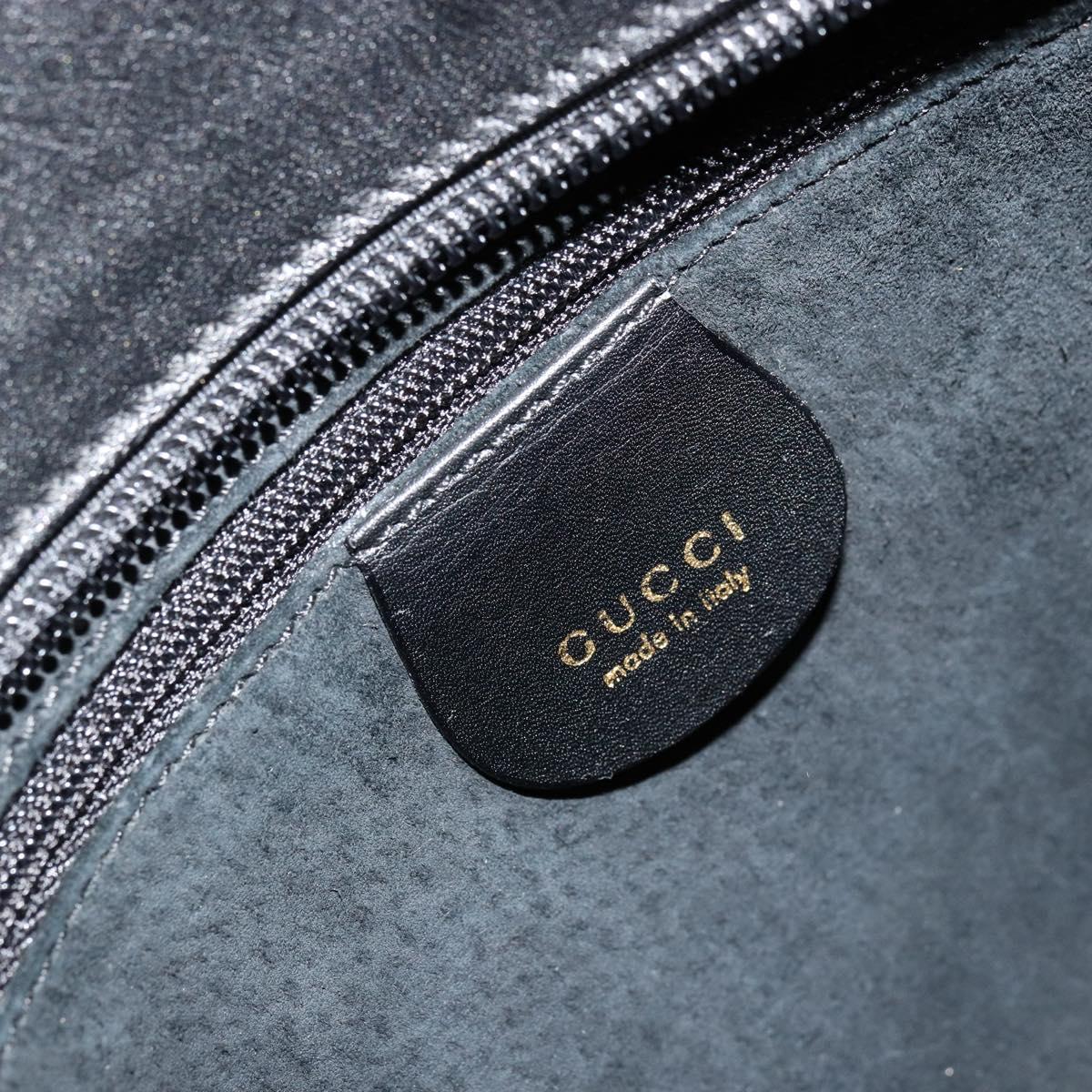 GUCCI Hand Bag Leather Black Auth 71508