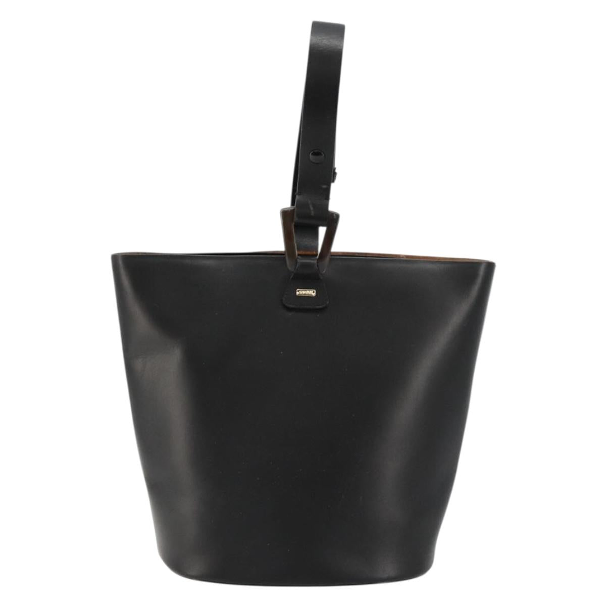 GUCCI Hand Bag Leather Black Auth 71508
