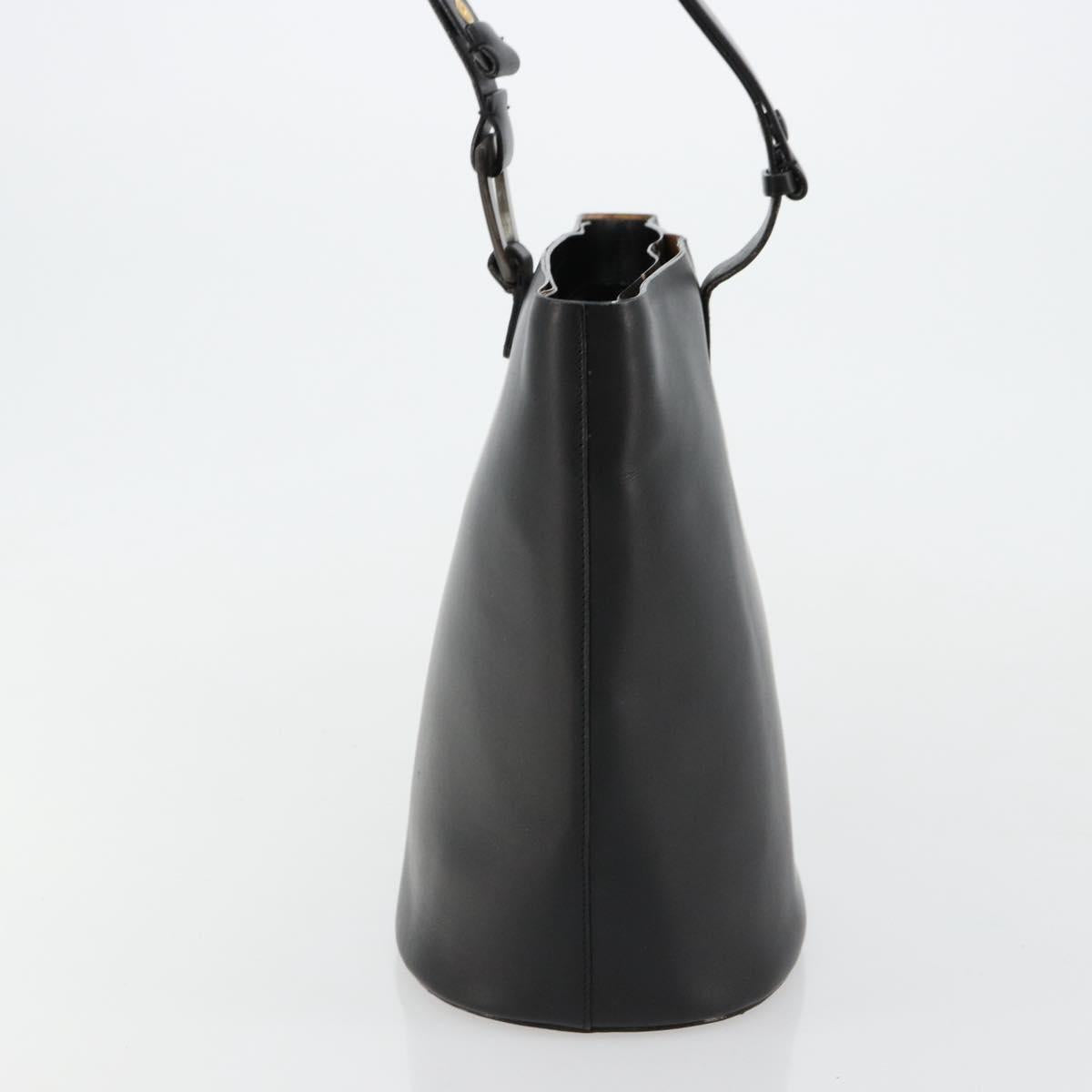 GUCCI Hand Bag Leather Black Auth 71508