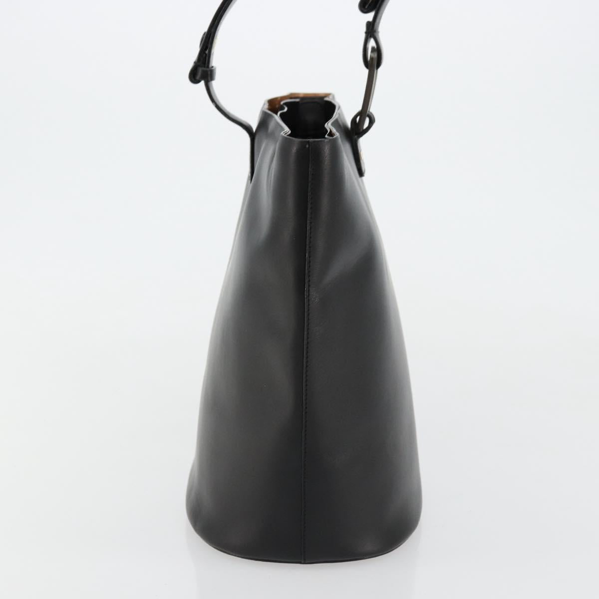 GUCCI Hand Bag Leather Black Auth 71508