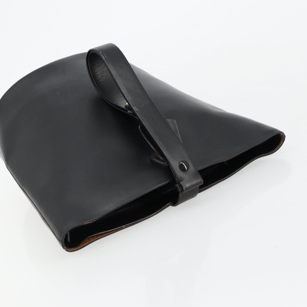 GUCCI Hand Bag Leather Black Auth 71508