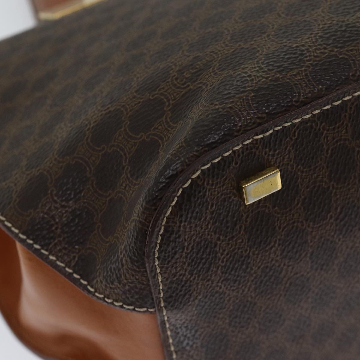 CELINE Macadam Canvas Hand Bag PVC Brown Auth 71532