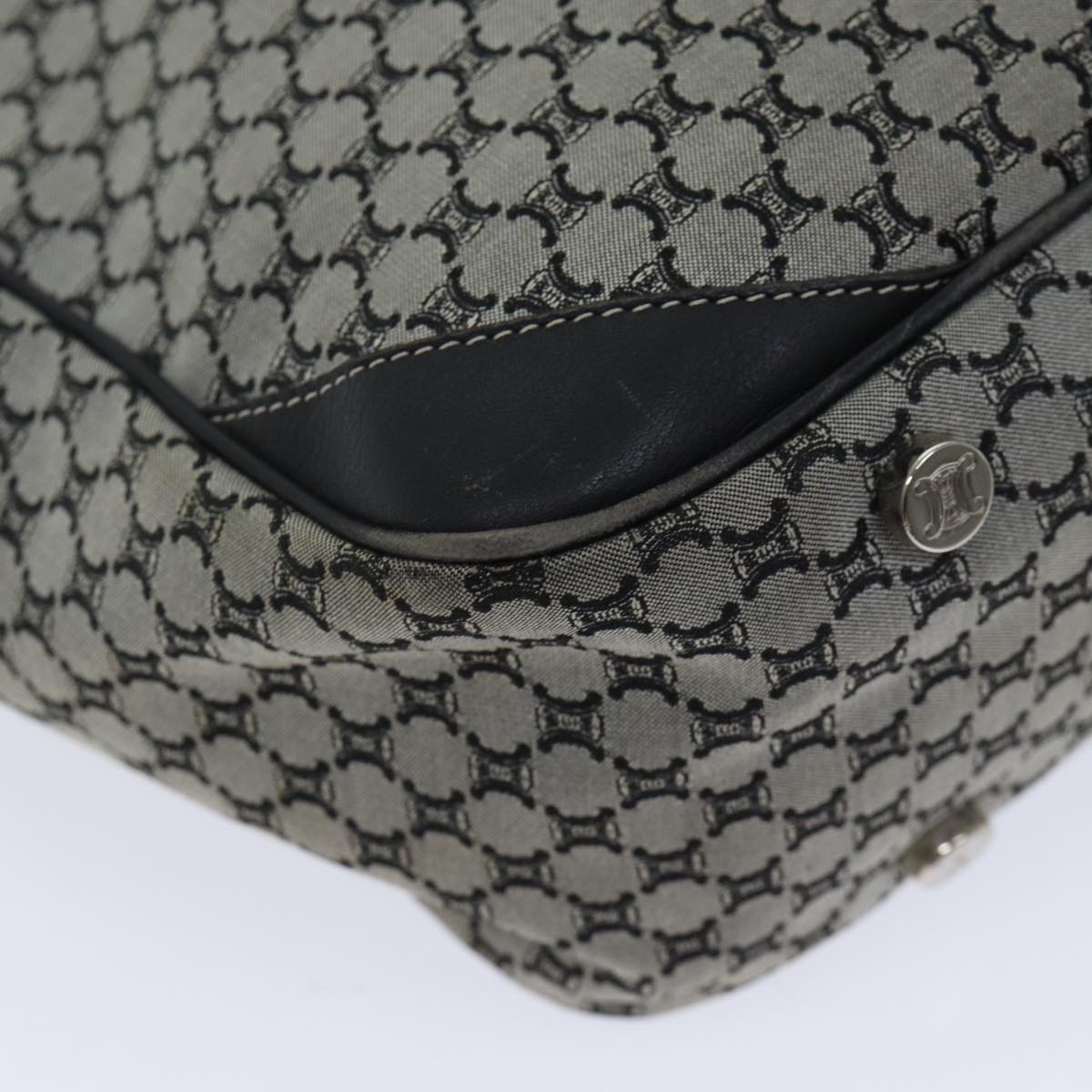 CELINE Macadam Canvas Hand Bag Gray Auth 71545