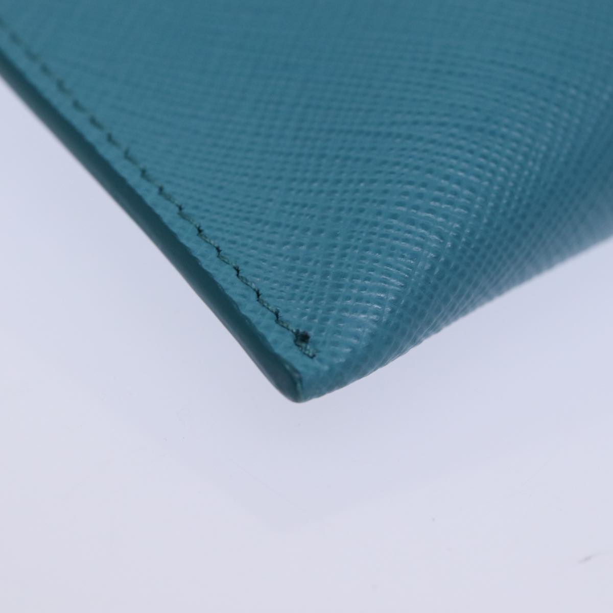 PRADA Accessory Pouch Safiano leather Blue Auth 71575A