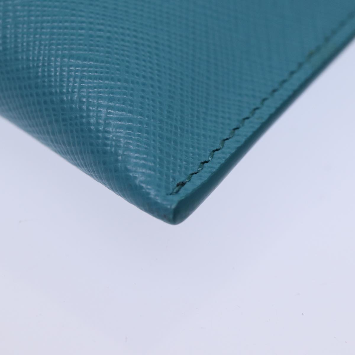 PRADA Accessory Pouch Safiano leather Blue Auth 71575A