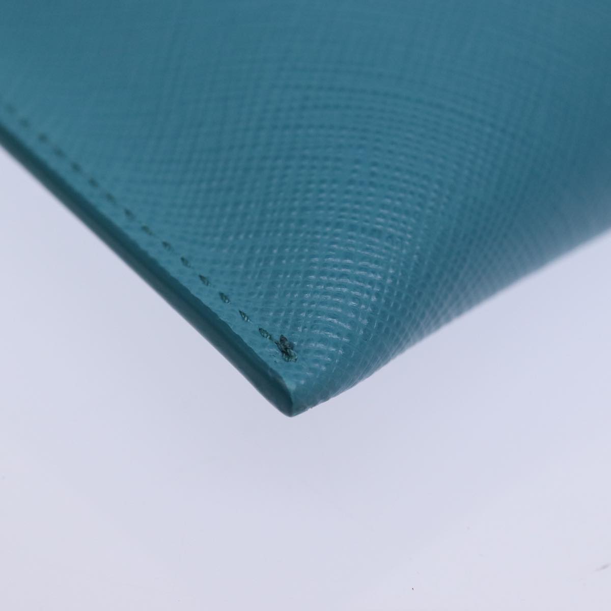 PRADA Accessory Pouch Safiano leather Blue Auth 71575A