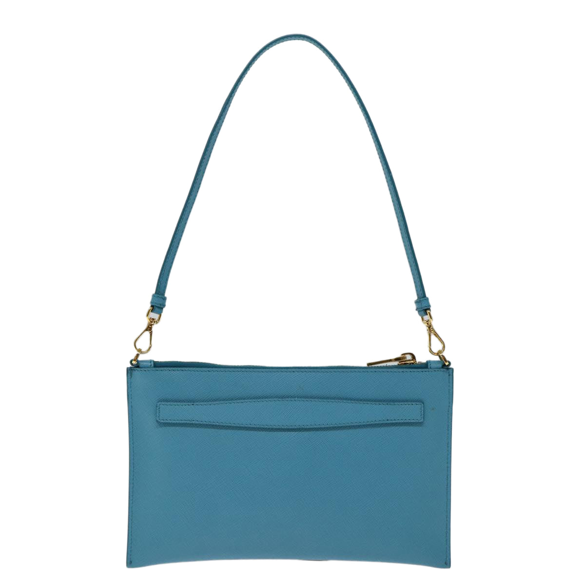 PRADA Accessory Pouch Safiano leather Blue Auth 71575A