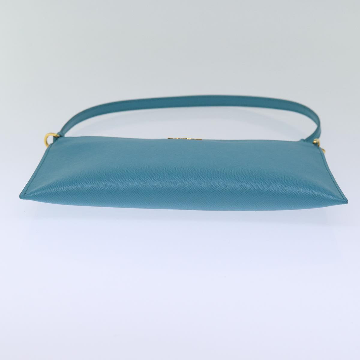 PRADA Accessory Pouch Safiano leather Blue Auth 71575A
