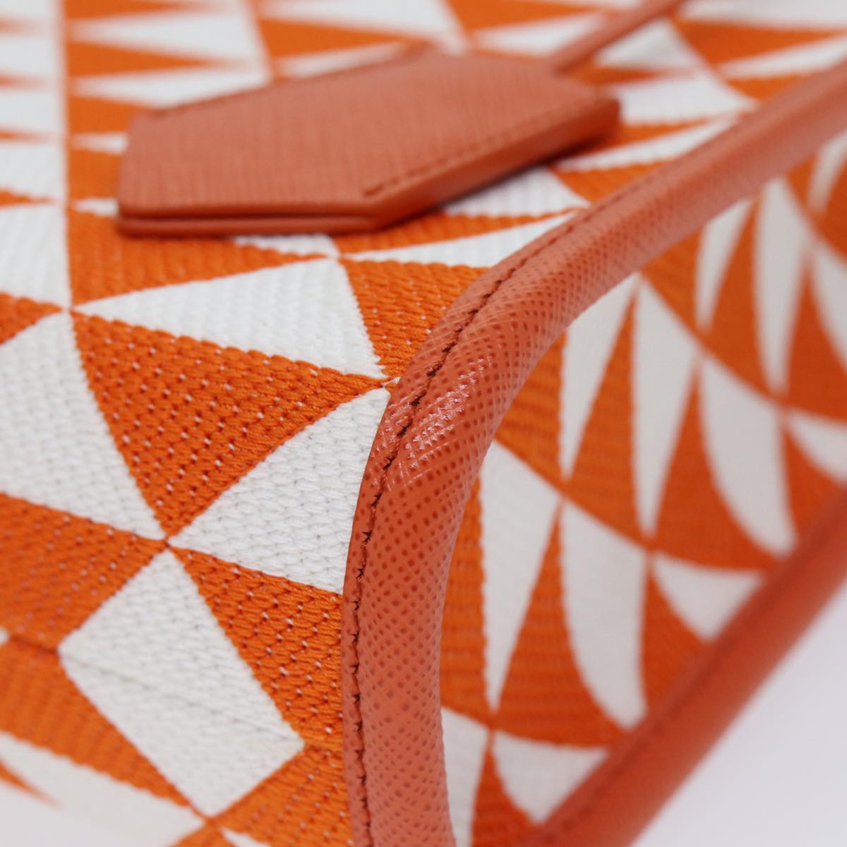 PRADA Hand Bag Canvas 2way Orange Auth 71577SAM