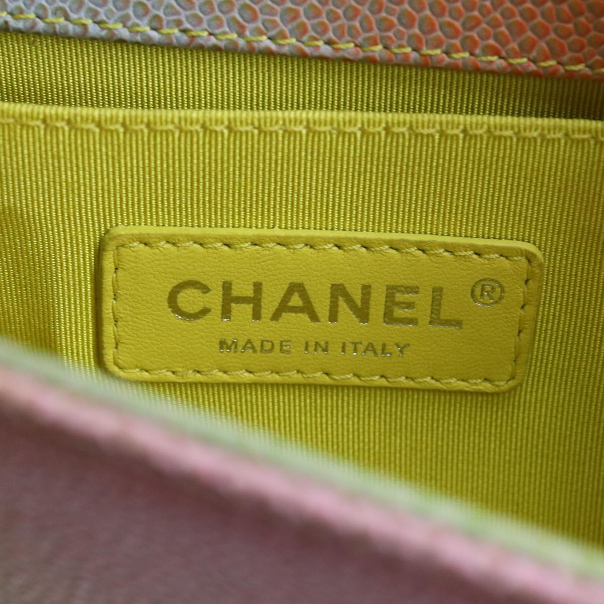 CHANEL Matelasse Boy Chanel Chain Shoulder Bag Leather Rainbow CC Auth 71579SM