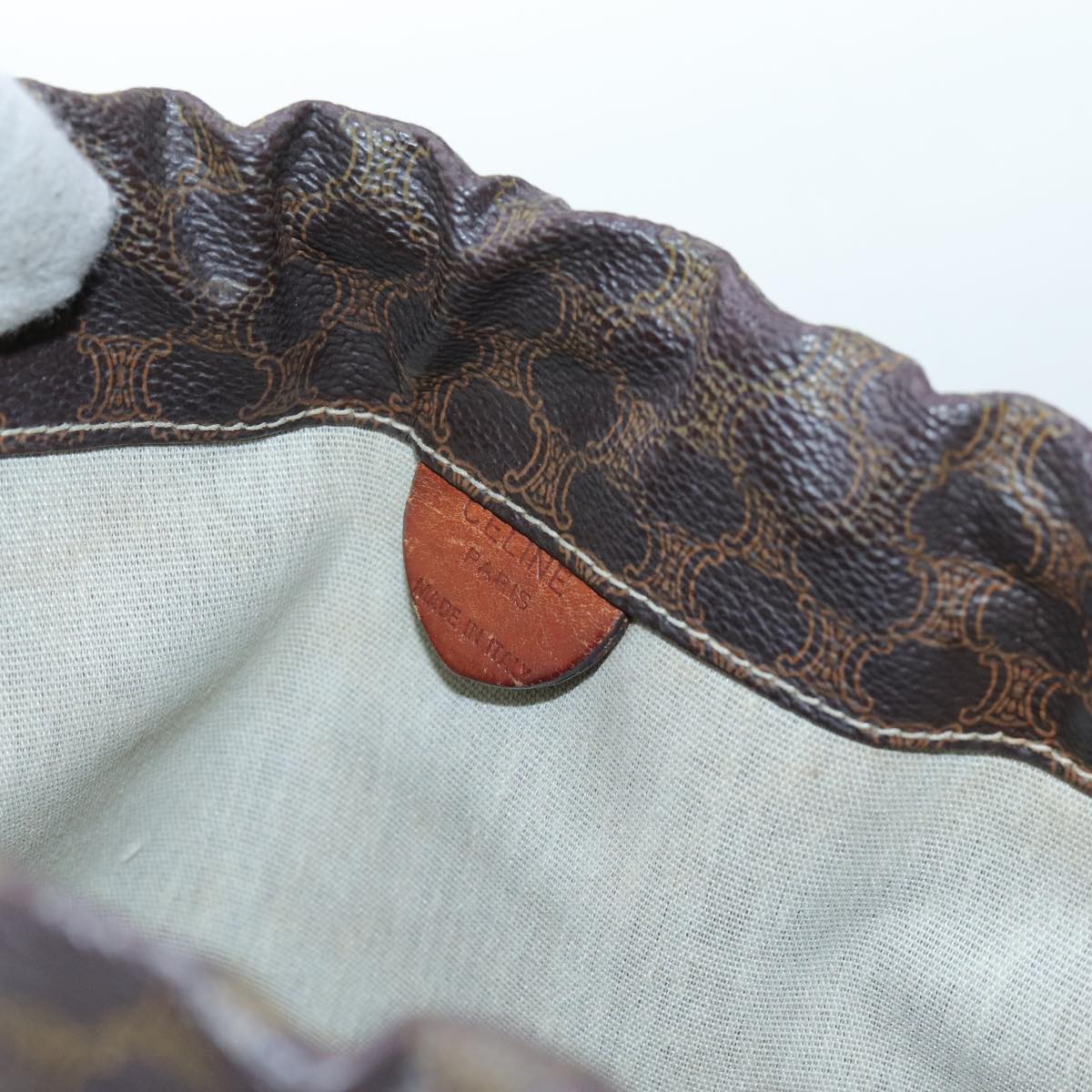 CELINE Macadam Canvas purse Pouch PVC Brown Auth 71887