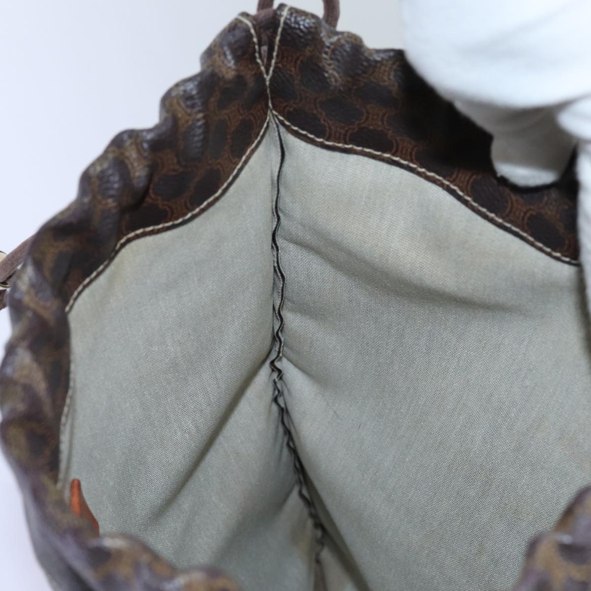 CELINE Macadam Canvas purse Pouch PVC Brown Auth 71887