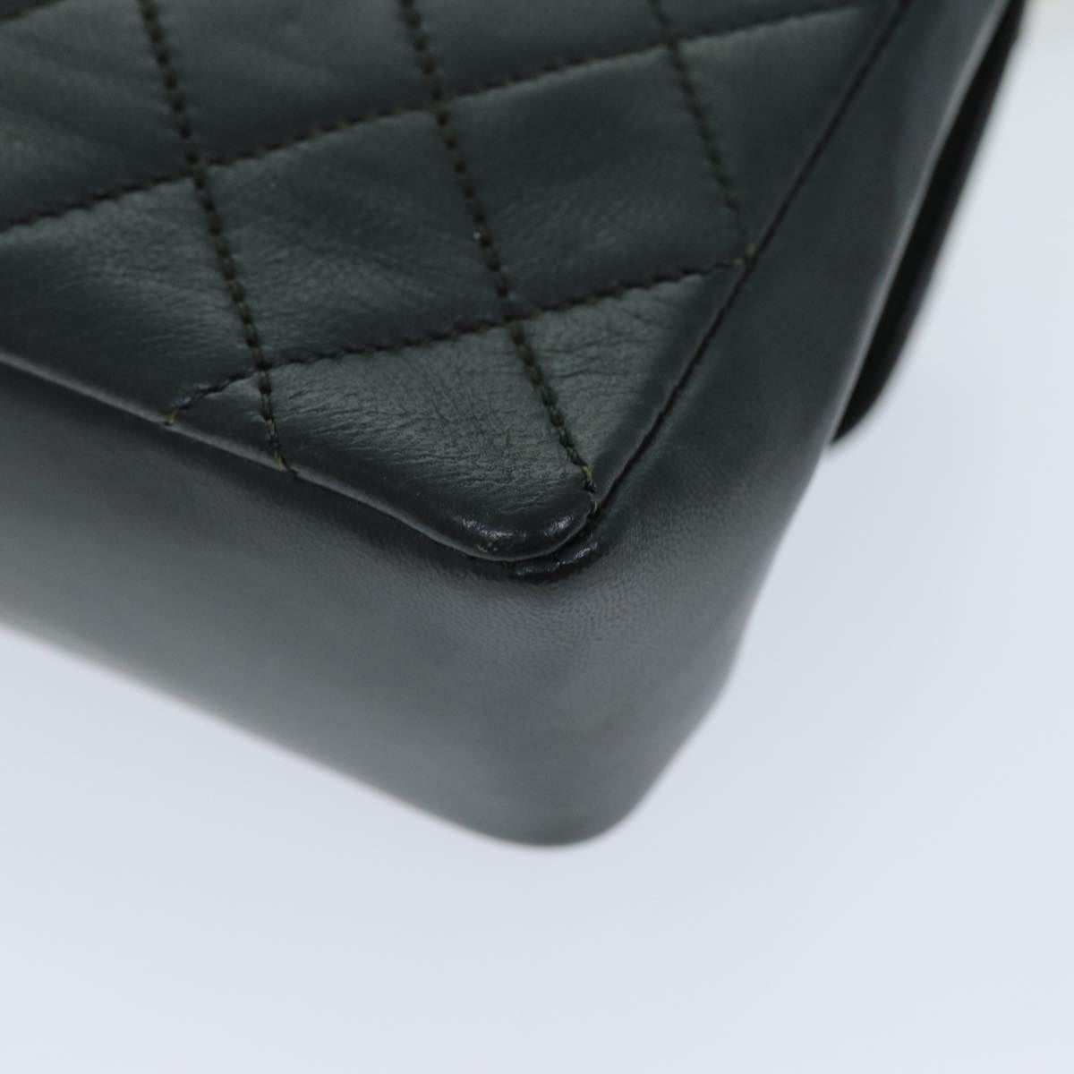 CHANEL Mini Matelasse Turn Lock Chain Bag Lamb Skin Black CC Auth 72435AV