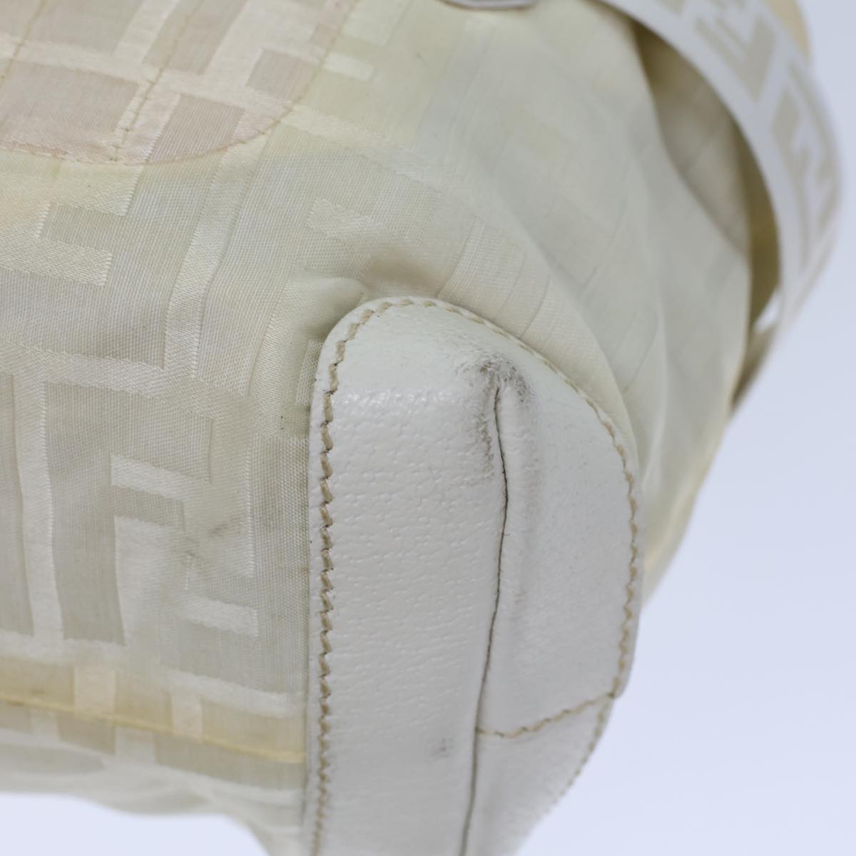 FENDI Zucca Canvas Hand Bag Nylon White Auth 72631