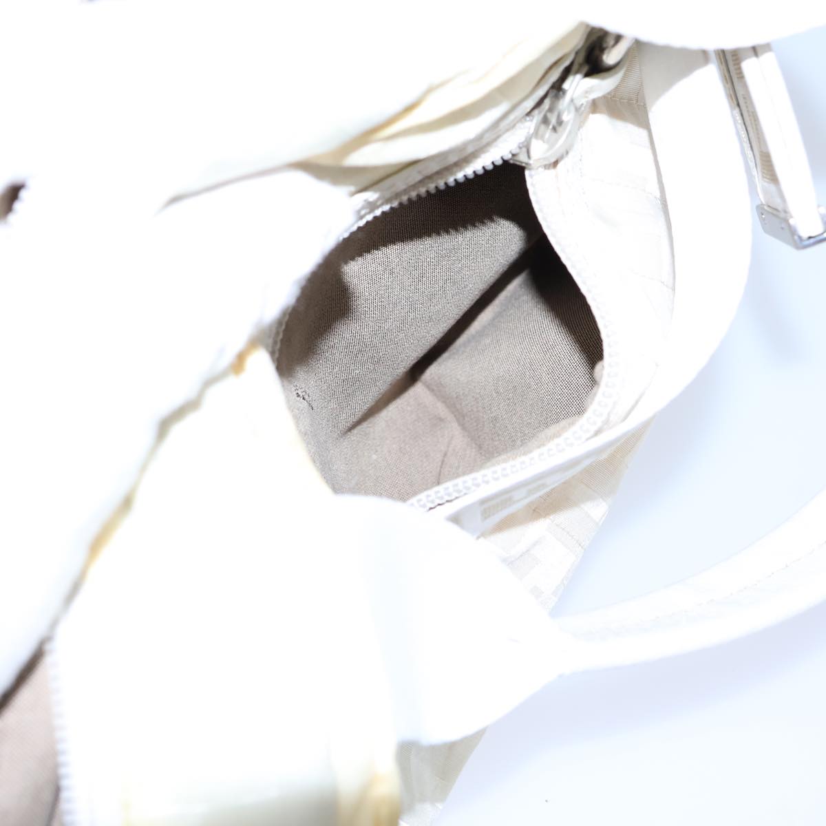 FENDI Zucca Canvas Hand Bag Nylon White Auth 72631