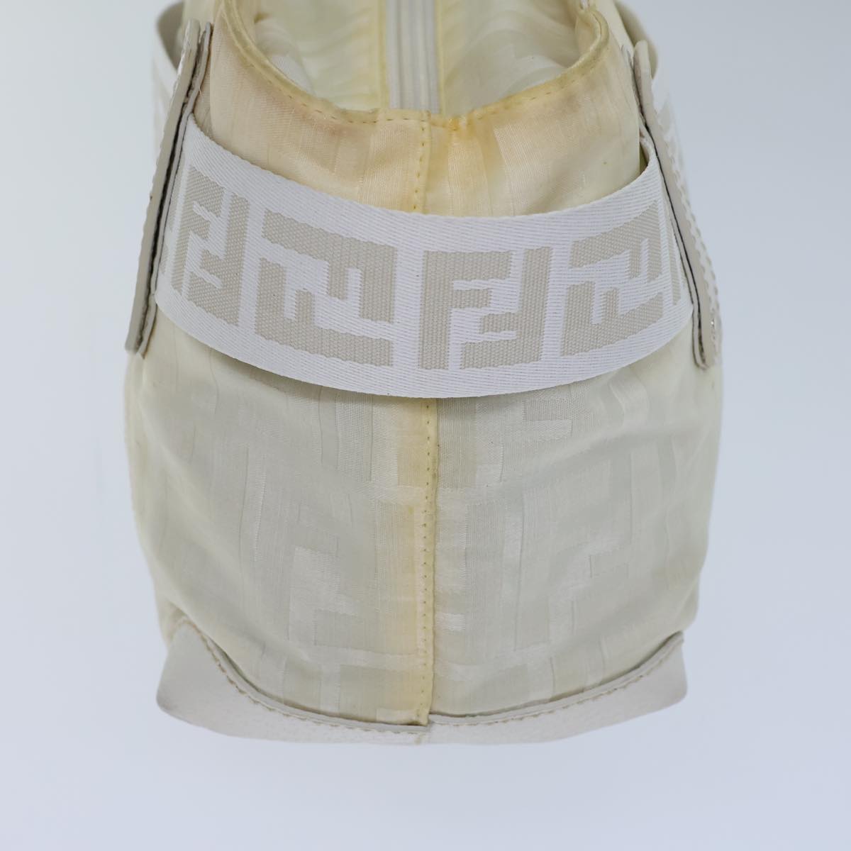 FENDI Zucca Canvas Hand Bag Nylon White Auth 72631