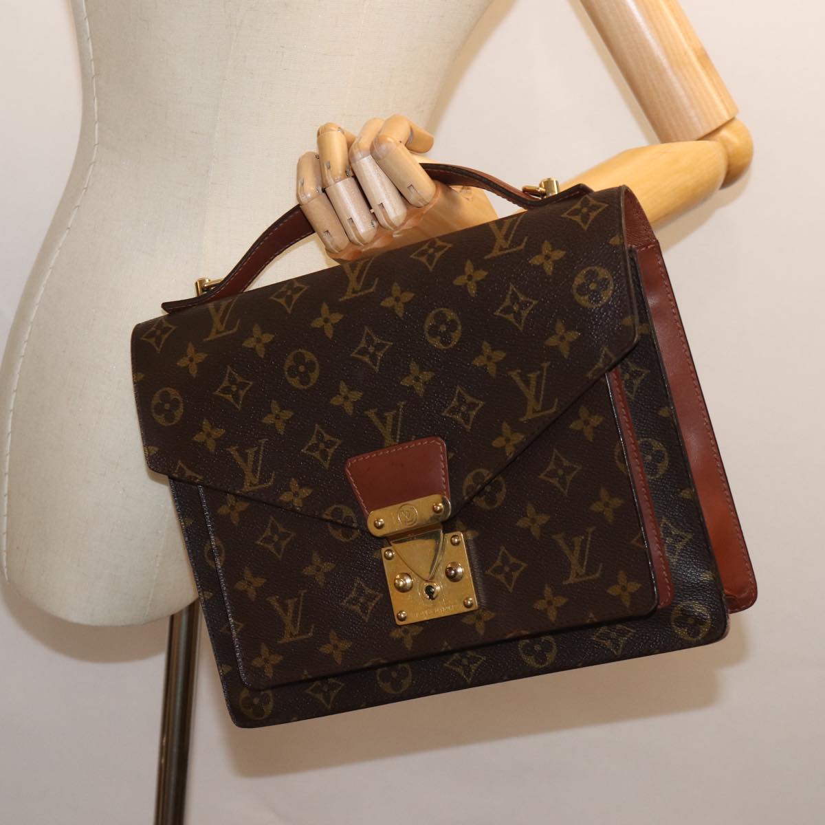 LOUIS VUITTON Monogram Monceau 28 Hand Bag 2way M51185 LV Auth 72798