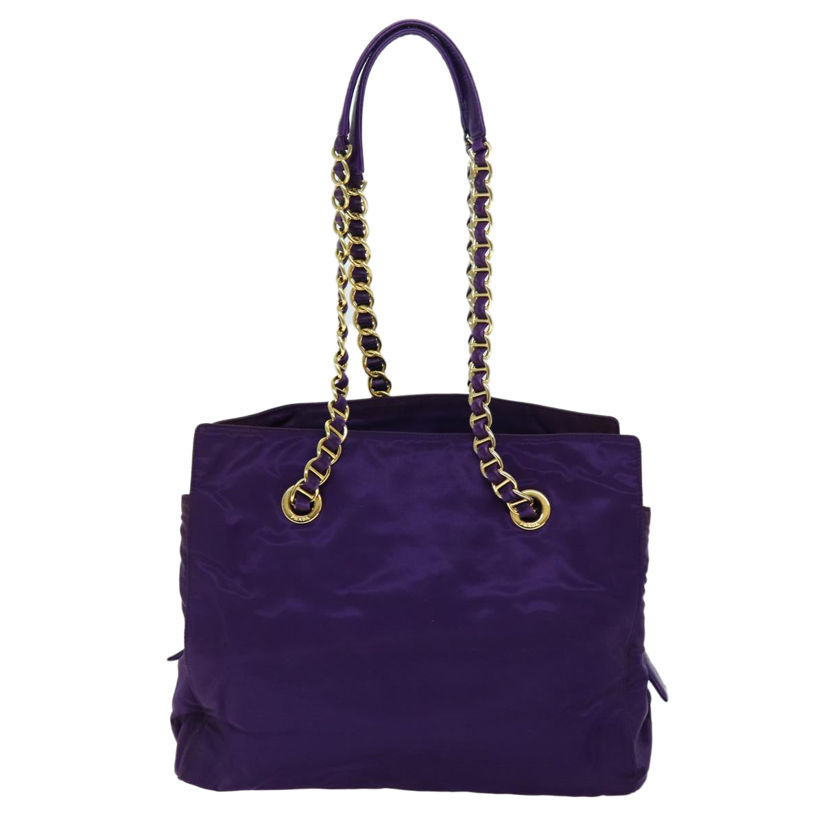 PRADA Chain Shoulder Bag Nylon Purple Auth 72859
