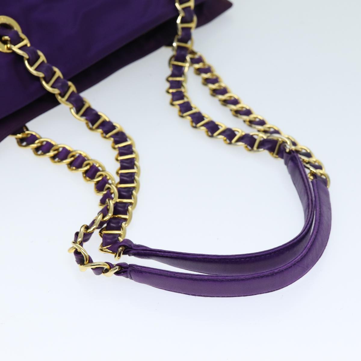 PRADA Chain Shoulder Bag Nylon Purple Auth 72859