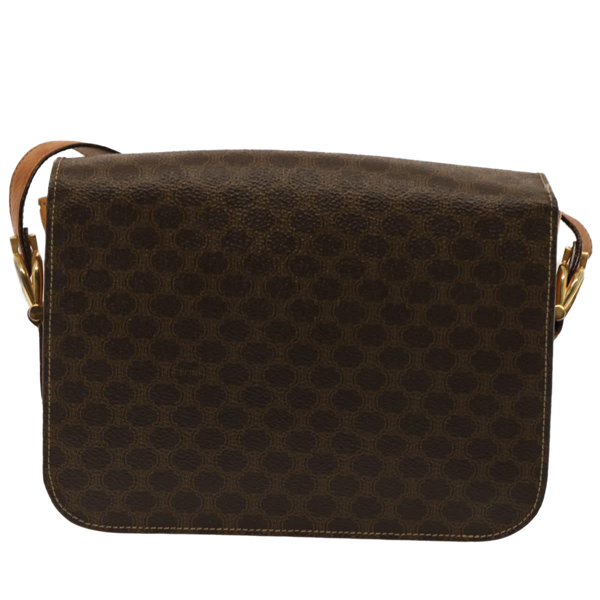 CELINE Macadam Canvas Shoulder Bag PVC Brown Auth 73006