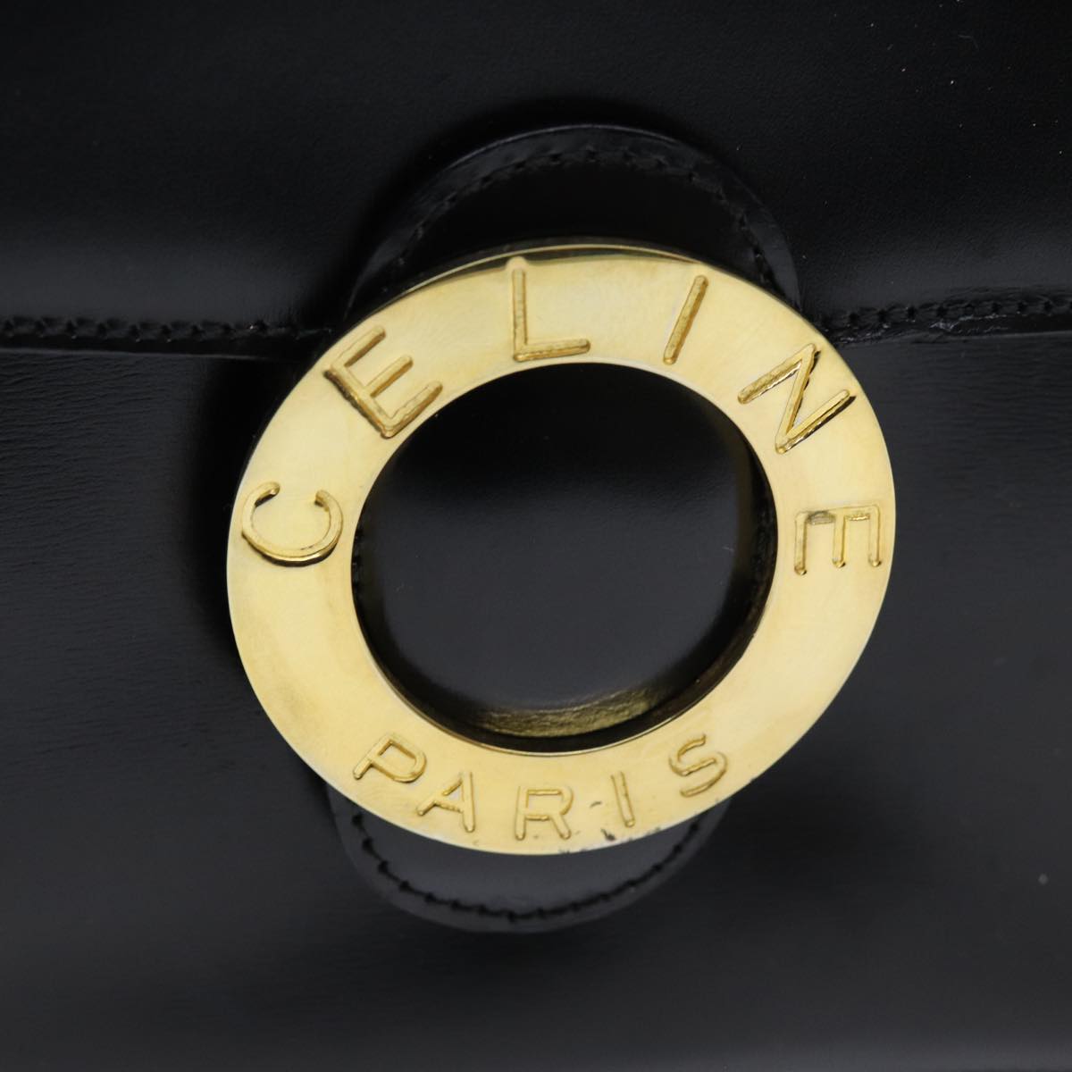 CELINE Hand Bag Leather 2way Black Auth 73008V