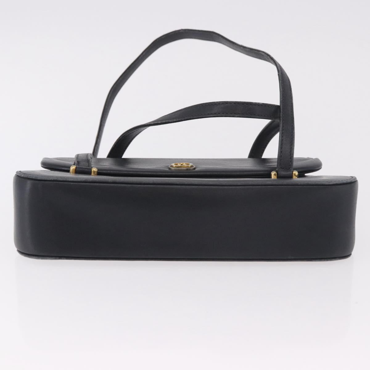 GUCCI Hand Bag Leather Black Auth 73035