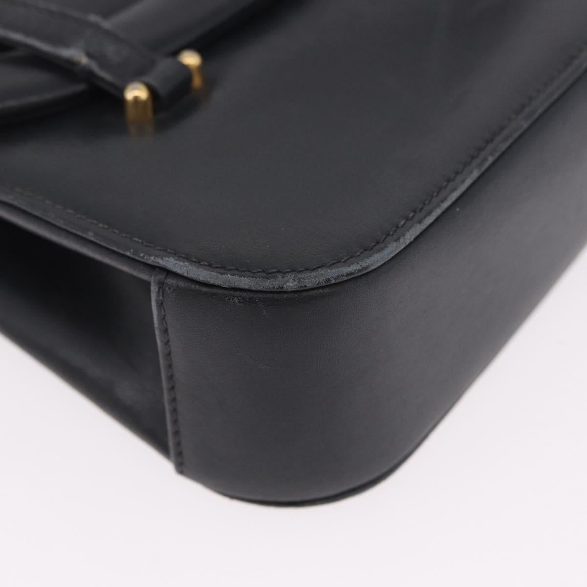 GUCCI Hand Bag Leather Black Auth 73035
