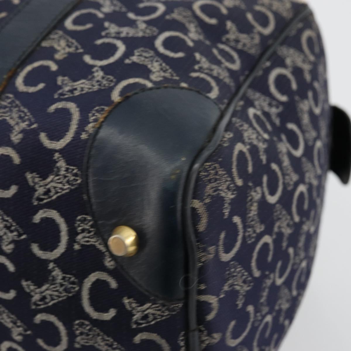 CELINE C Sulky Hand Bag Canvas Navy Gold Auth 73095
