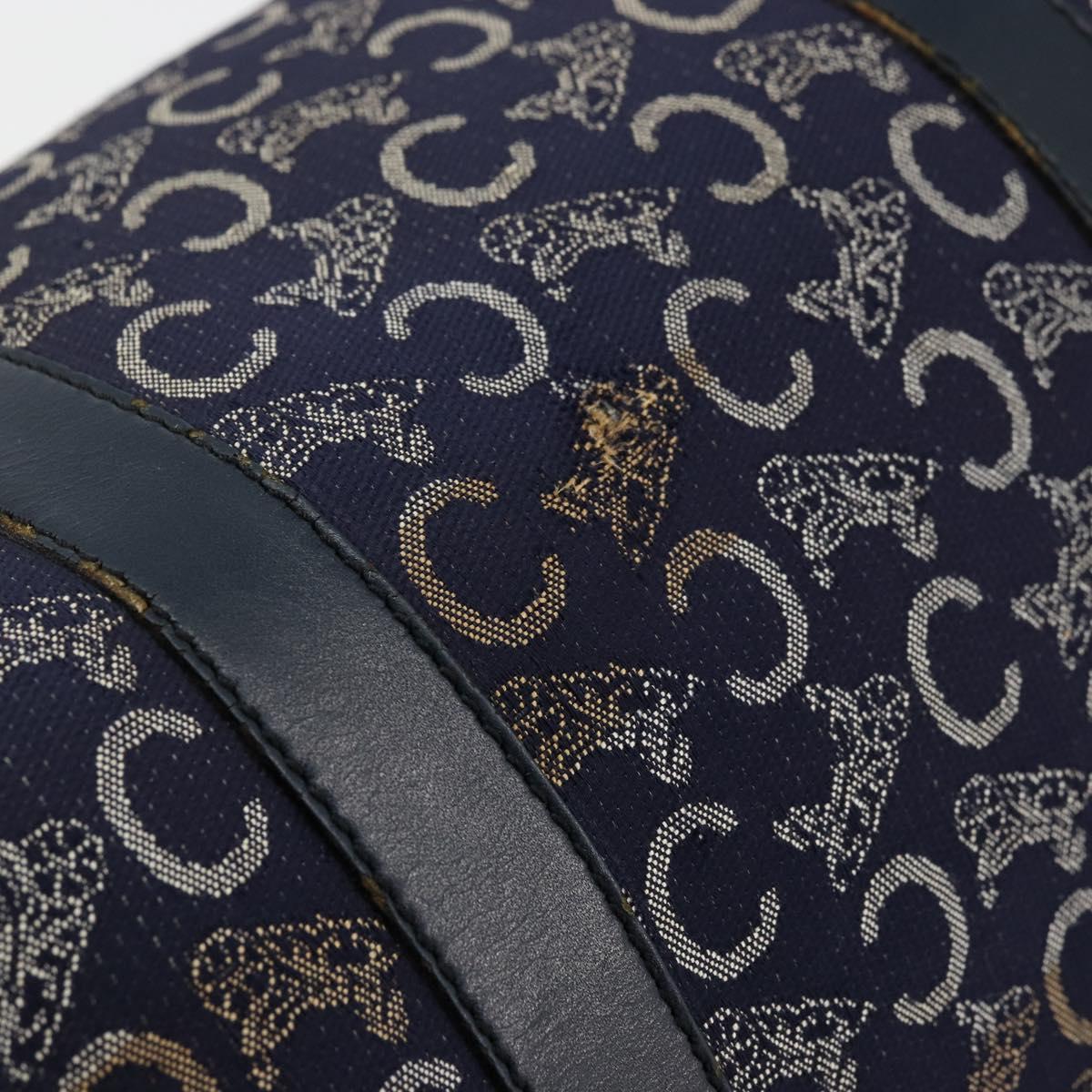 CELINE C Sulky Hand Bag Canvas Navy Gold Auth 73095