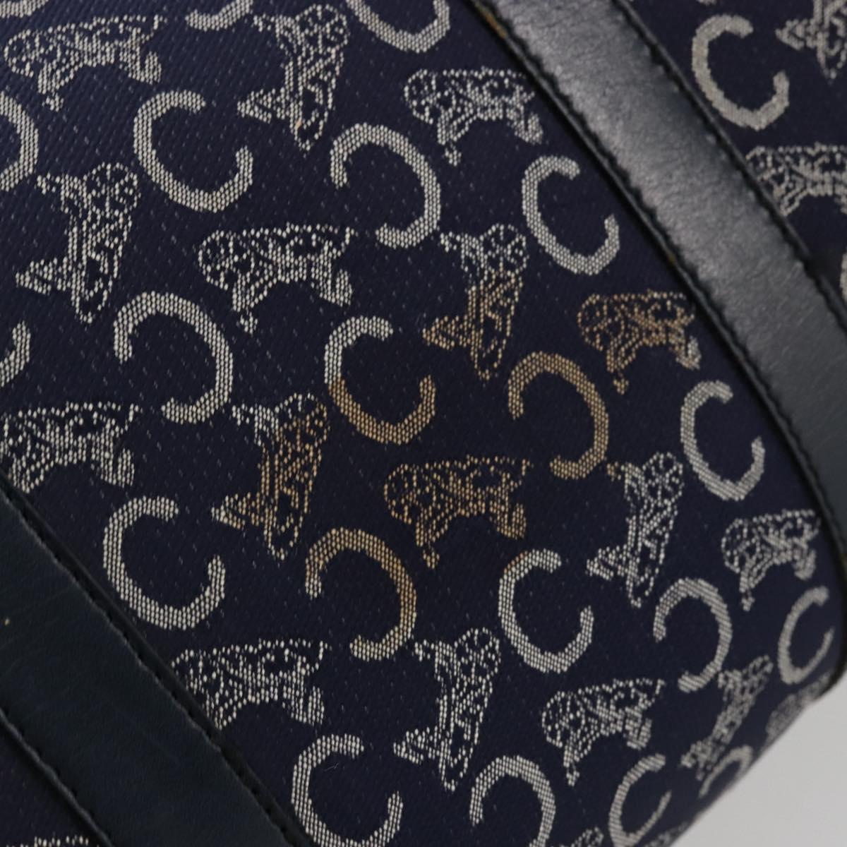 CELINE C Sulky Hand Bag Canvas Navy Gold Auth 73095