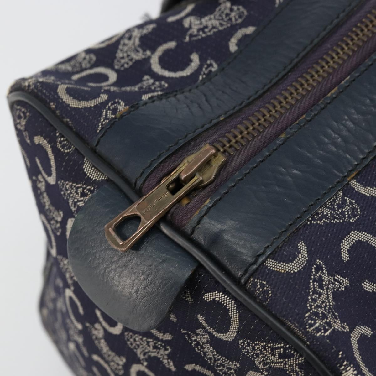 CELINE C Sulky Hand Bag Canvas Navy Gold Auth 73095