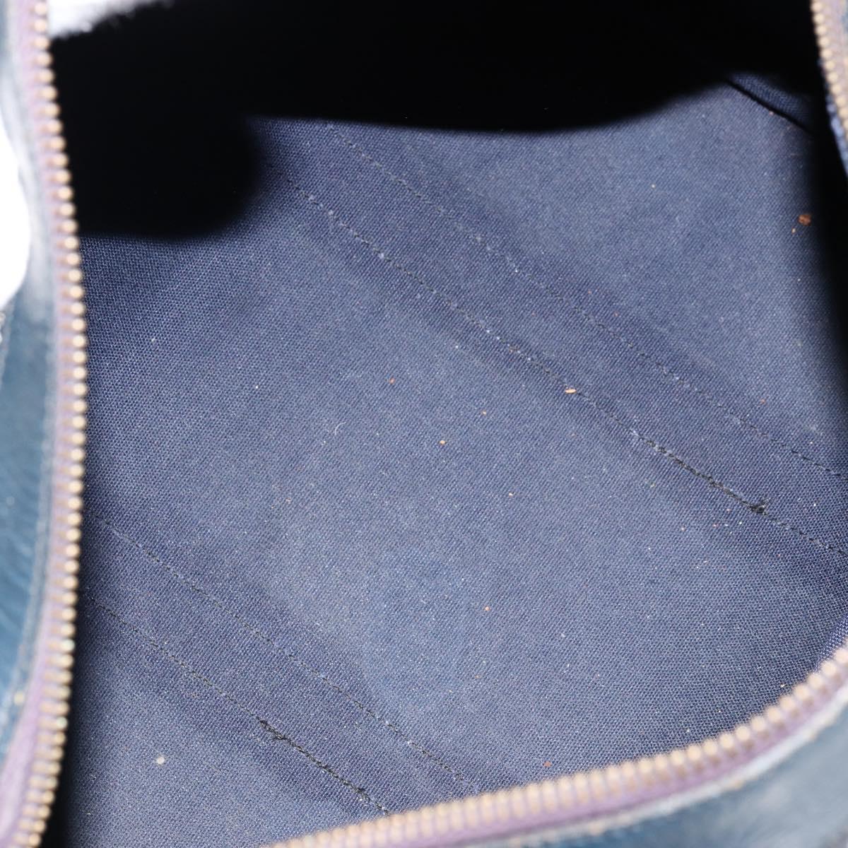 CELINE C Sulky Hand Bag Canvas Navy Gold Auth 73095